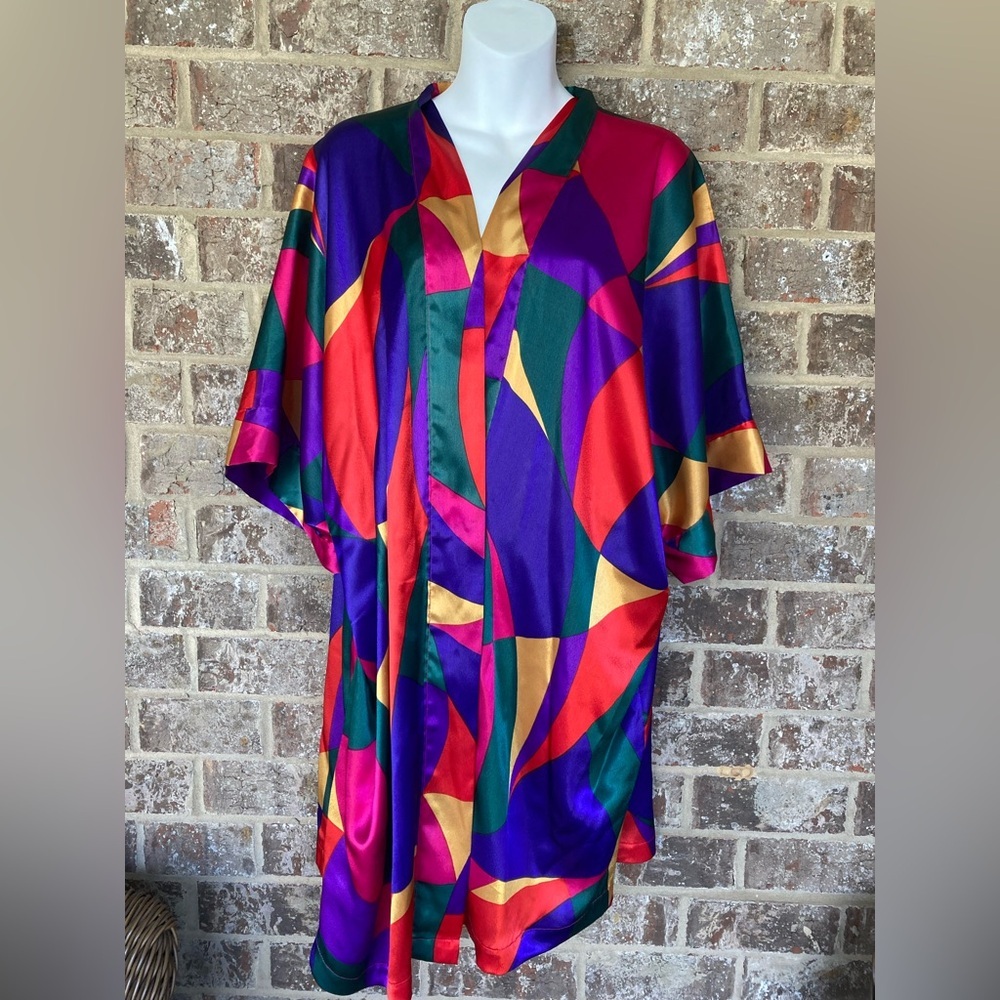Vintage Beth Michaels Large Satin Robe | Color: Multicolor | Size: L